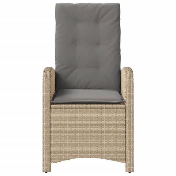 Maison Exclusive - Säädettävä puutarhatuoli, vaaleanbeige polyrottinkipatja beige
