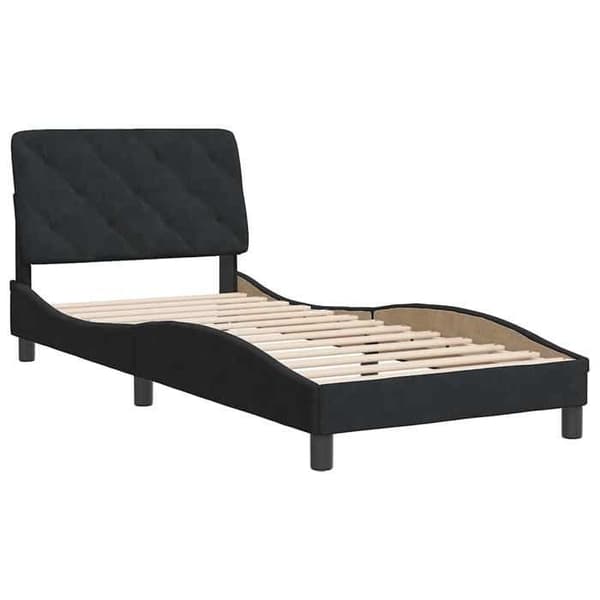 Maison Exclusive - Sengestel uden madras sort 90x200 cm fløjl