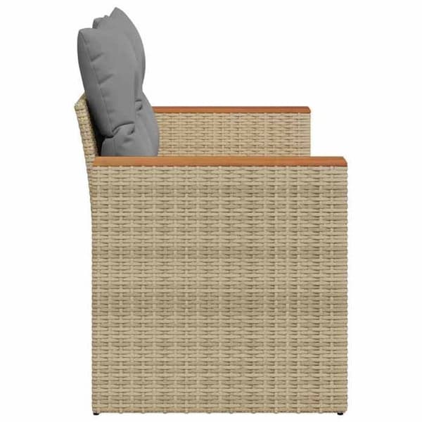 Maison Exclusive - Trädgårdsoffa med kuddar 2 platser beige flätad resin