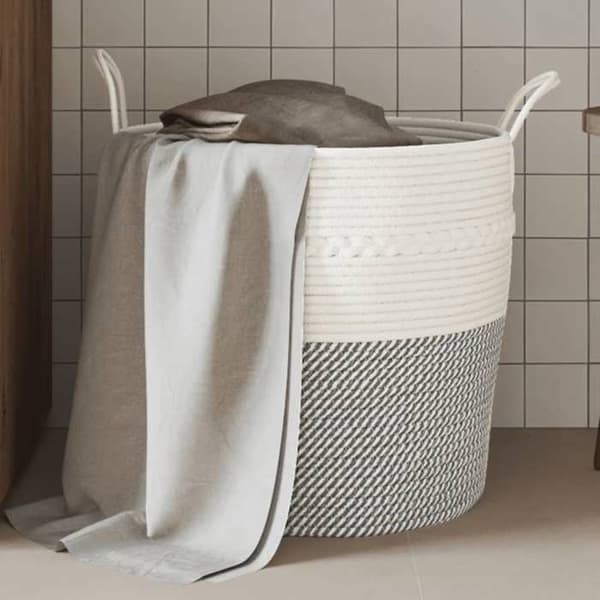 Maison Exclusive - Förvaringskorg grå och vit Ø43x38 cm bomull grått och vitt
