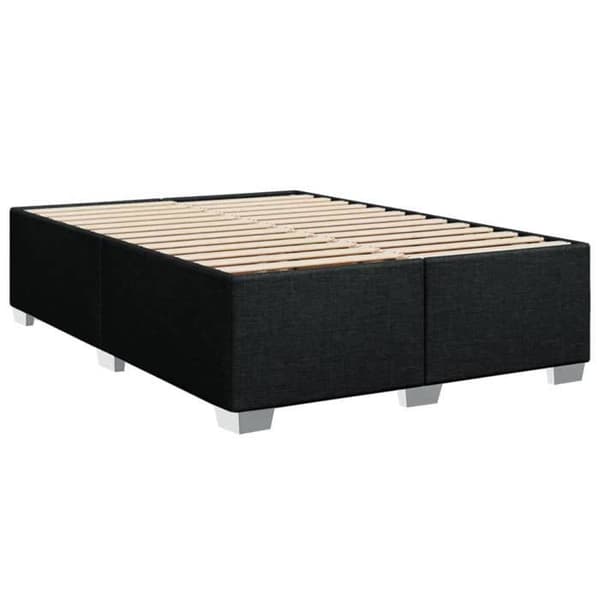 Maison Exclusive - Sengebund med lameller og madras Sort 140x200 cm Stof