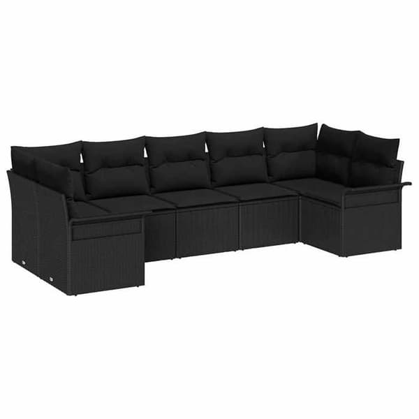 Maison Exclusive - 7-delars trädgårdsoff-set i svart polyrotting Svart