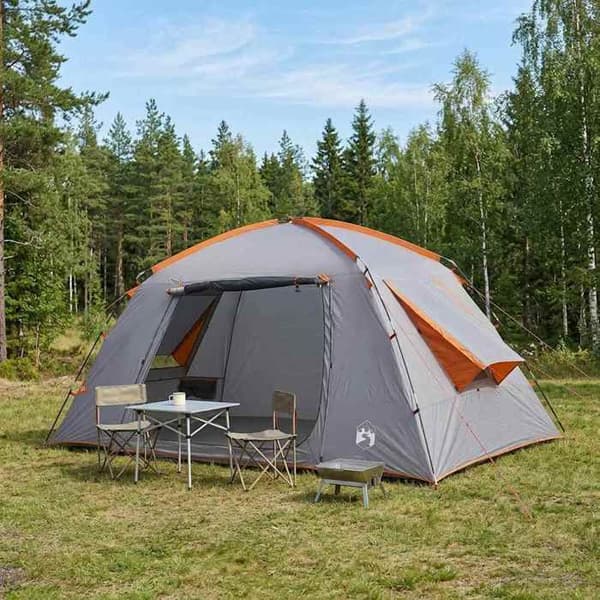 Maison Exclusive - Telt Hytte Grå og orange 400 x 210 x 180 cm Polyester