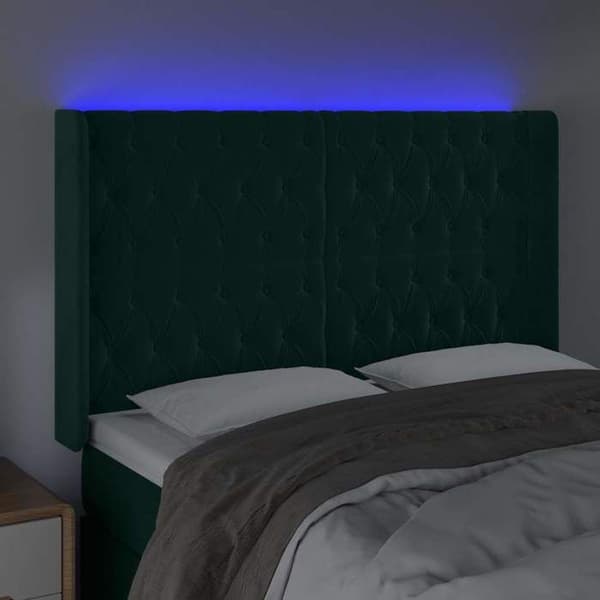 Maison Exclusive - LED-pääty vihreä tummanvihreä 147x16x118/128 cm Sametti Mörkgrön