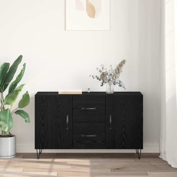 Maison Exclusive - Buffé Ek svart 100 x 36 x 60 cm Ingenjörsträ