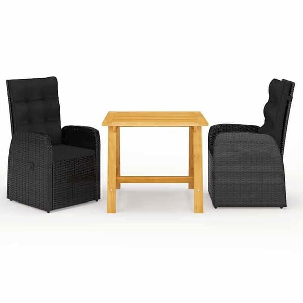 Maison Exclusive - 3 osan musta puutarhakalustesarja Svart