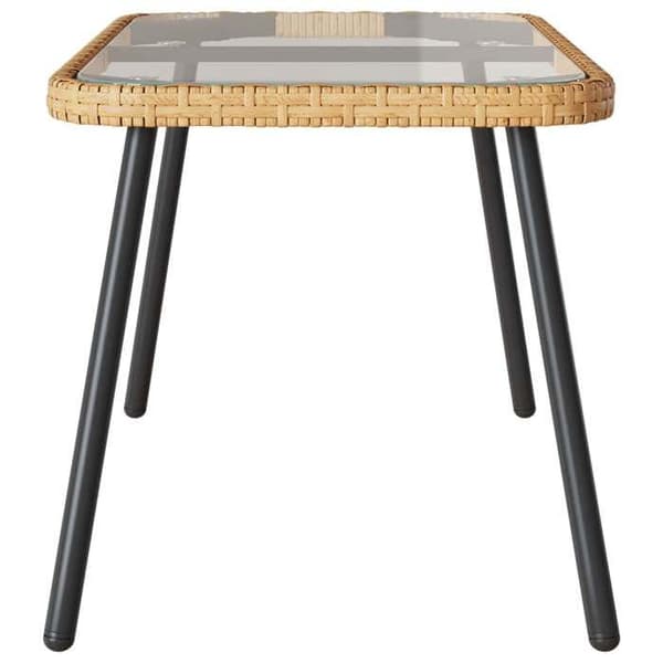 Bord - EKSKLUSIV HUS - 90 x 45 x 43 cm - Poly rattan - Glasplade - Velegnet til udendørs brug