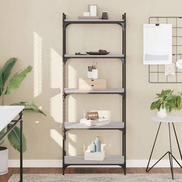 Maison Exclusive - Bibliotek i 5 niveauer sonoma grå 60x30x154 cm