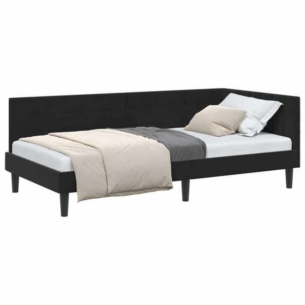 Maison Exclusive - Svart hörnsängram 90 cm x 190 cm Sammet