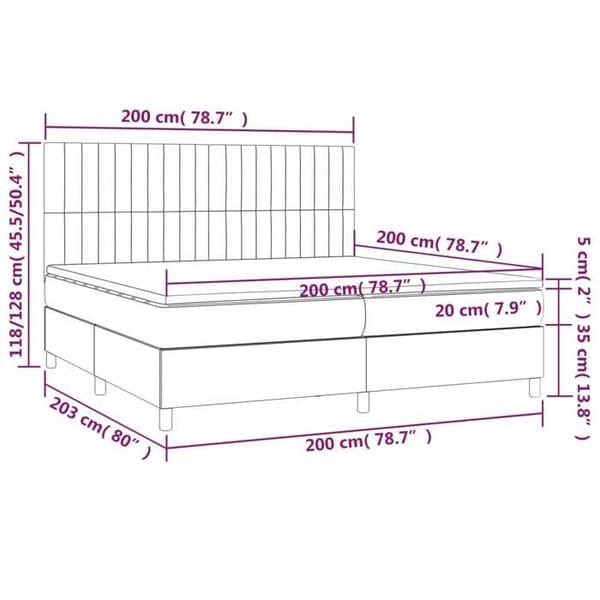 Maison Exclusive - Sänkylaatikko ja harmaa samettimatrassi 200x200cm