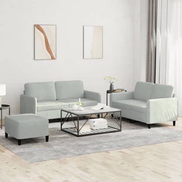 Maison Exclusive - Sæt af 3 sofaer i lys grå velour