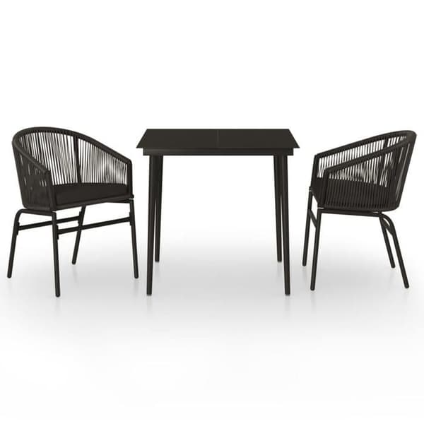 Maison Exclusive - 3 osan musta puutarhakalustesarja Svart