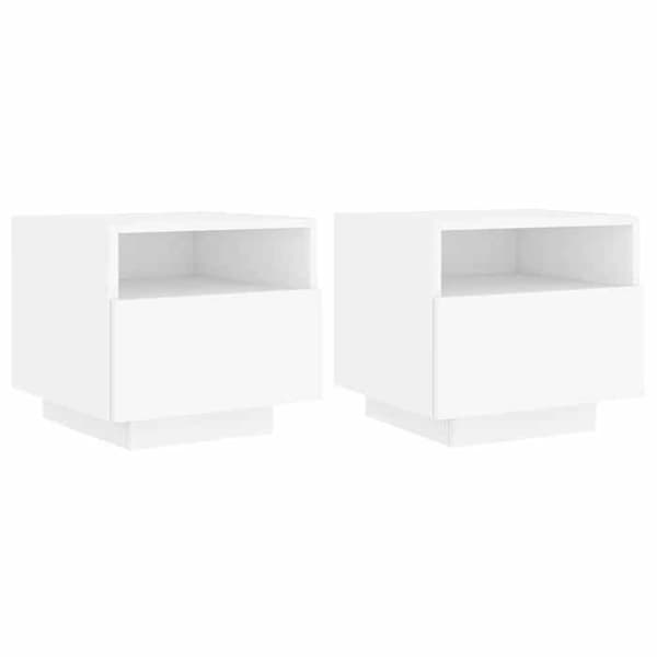 Maison Exclusive - Natborde med LED-lys 2 stk hvid 40x39x37 cm Vit