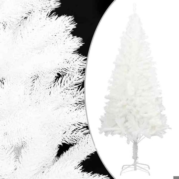 Konstgjord julgran - EXKLUSIV HEM - 150 cm - Förbelyst LED - Vit - Kulor & stålbas Vit