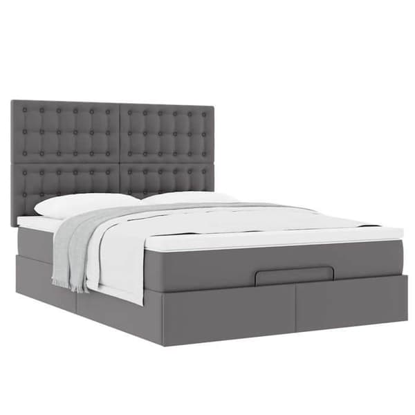 Maison Exclusive - Ottoman sengestel med grå madras 140x190 cm i kunstlæder grå vit
