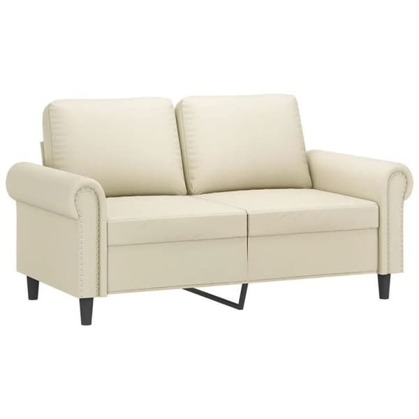 Maison Exclusive - Soffa 2 platser med kuddar i krämfärg 120 cm konstläder
