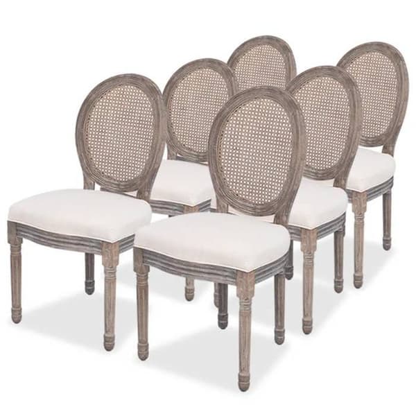 Maison Exclusive - Matstolar set om 6 i krämfärgad tyg Grädde