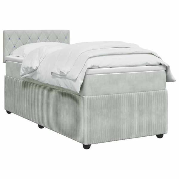 Maison Exclusive - Boxspring-sänky vaaleanharmaalla patjalla 90 x 190 cm Sametti