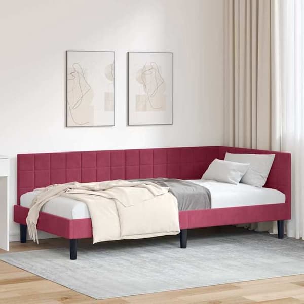 Maison Exclusive - Hörnsängram Bordeaux 90 cm x 200 cm Sammet