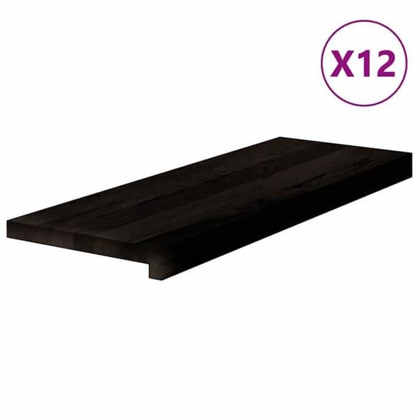 Trappe - EKSKLUSIV HUS - 12 dele - Massivt egetræ - Brun-sort - 70x25x2 cm brun-svart