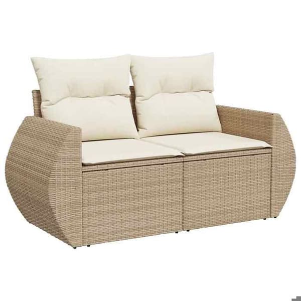 Maison Exclusive - Trädgårdsmöbler med kuddar 6 delar beige flätad resin