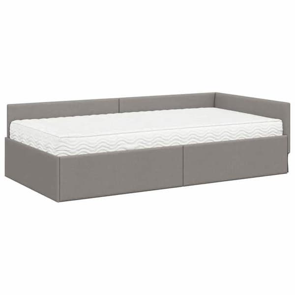 Maison Exclusive - Hörnsängram med madrass 2 pc Taupe 90 x 200 cm tyg Mol