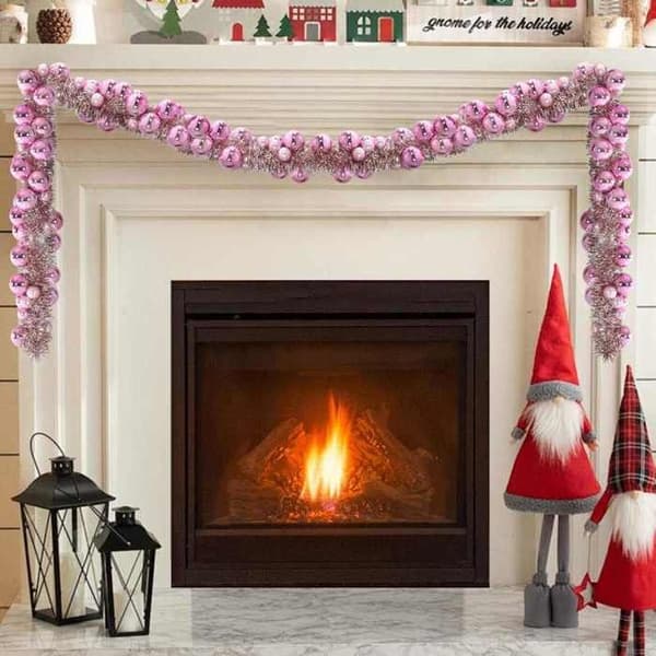 Festpynt - EKSKLUSIV HUS - LED julekugle guirlande 186 cm - Rosa - Polystyren - Let og foldbar Ros