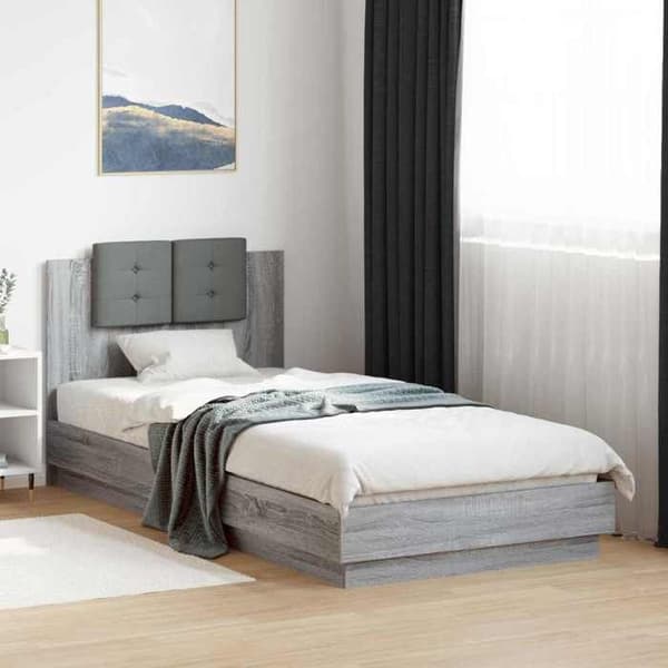 Maison Exclusive - Sengestel med hovedgærde Sonoma grå 80 x 200 cm Sonoma grå