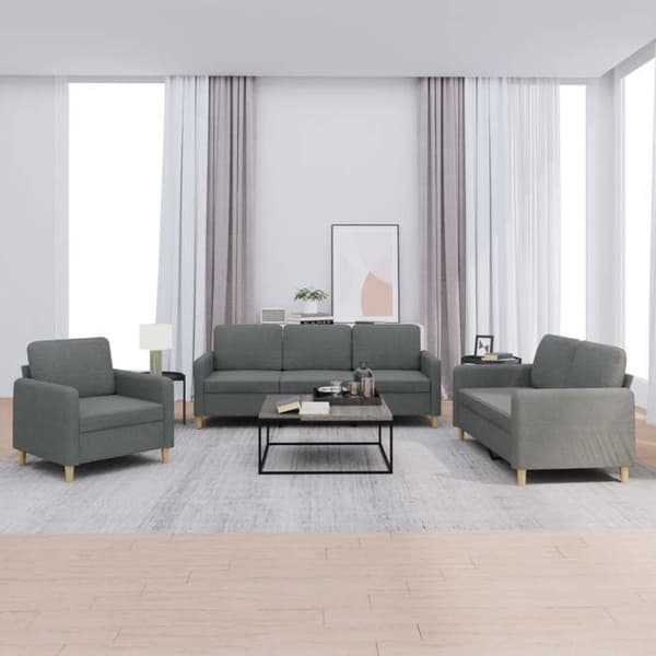 Maison Exclusive - Sæt af 3 sofaer med puder Mørkegrå Stof