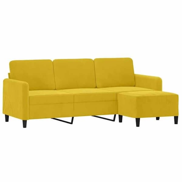 Maison Exclusive - 3-sits soffa med gul fotpall 180 cm sammet Gul