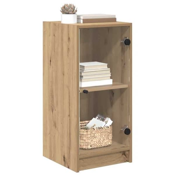Buffet - EKSKLUSIVT HUS - 35x37x76 cm - Ingeniørtræ - Glasdøre - Mat finish Ek