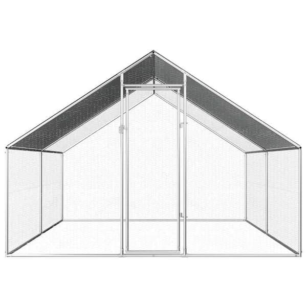 Eksklusiv Hus - Ude Hønsehus 2,75 x 4 x 1,92 m Galvaniseret Stål Silverram och grått tak