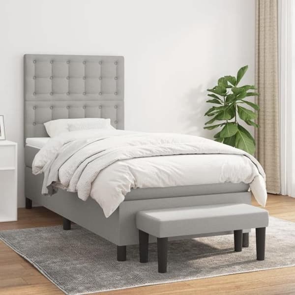 Maison Exclusive - Seng med lameller og madras Grå lys 100x200cm Stof