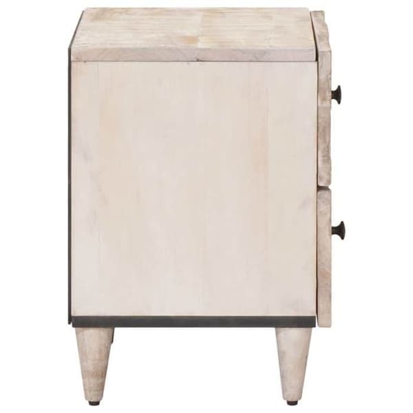 Nattduksbord - EXKLUSIVT HEM - 40 x 33,5 x 46 cm - Massivt mangoträd - Vit - Rektangulär Vit