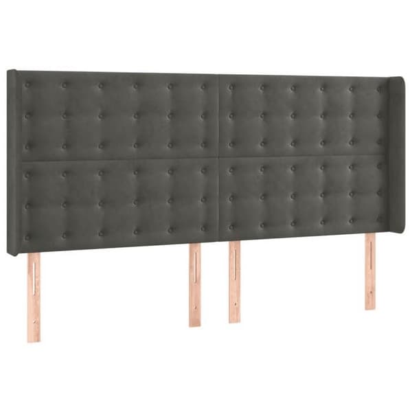 Maison Exclusive - LED-huvudgavel Mörkgrå 183x16x118/128 cm Sammet mörkgrå