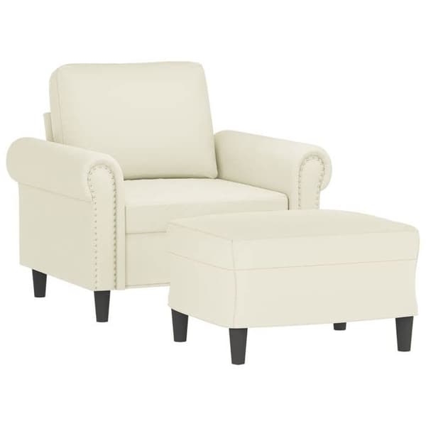 Maison Exclusive - Tuoli jalkatuella, Kermansävy, 60 cm Sametti