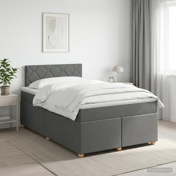 Lys boxspring - MAISON EXCLUSIVE - 120 x 190 cm - Mørkegrå - Justerbar hovedgærde 78/88 cm - Medium fasthed madras Mörkgrå