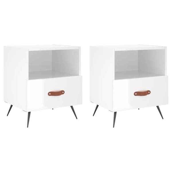Maison Exclusive - Sängbord 2 st vit glänsande 40x35x47,5 cm