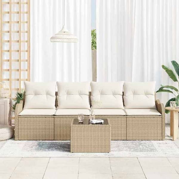 Trädgårdsmöbelset - EXKLUSIV HEM - Modulär - Beige - Polyrotting - Stålram beige