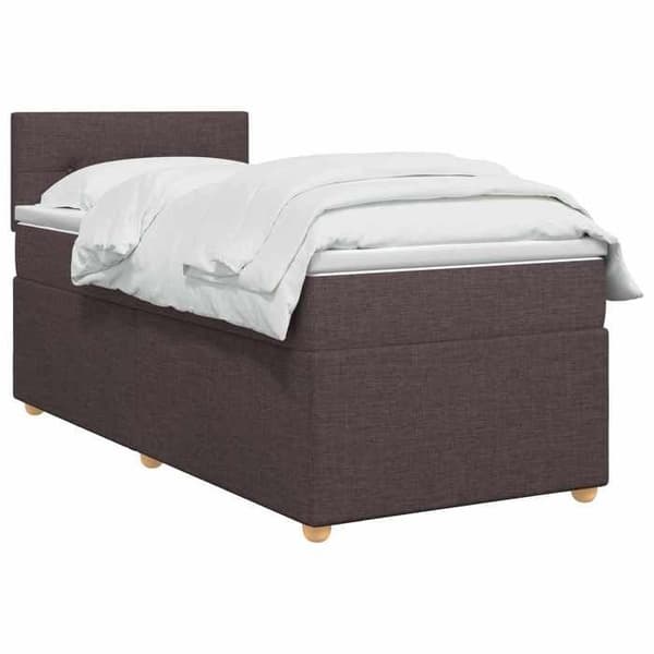 Maison Exclusive - Boxspring säng med madrass Mörkbrun 100 x 200 cm Tyg Mörkbrun