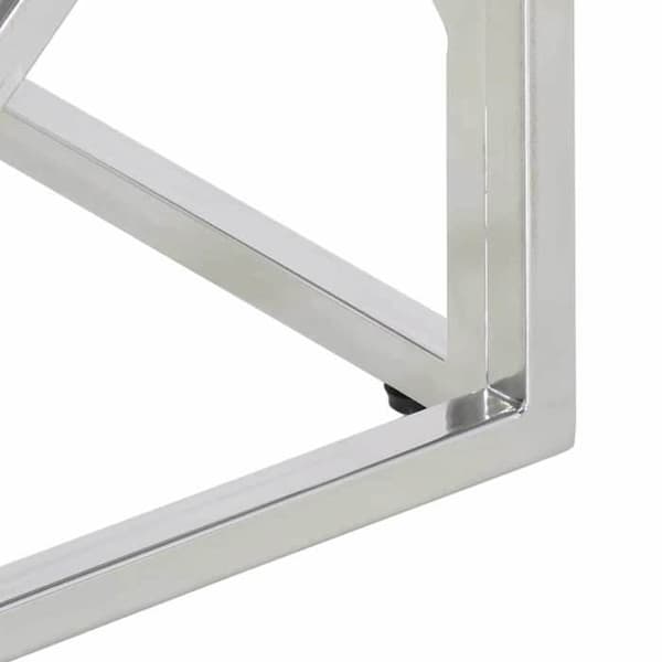 Bord - EKSKLUSIV HUS - 80 cm - Rustfrit stål - Hærdet glas marmor hvid - Sølv Silver