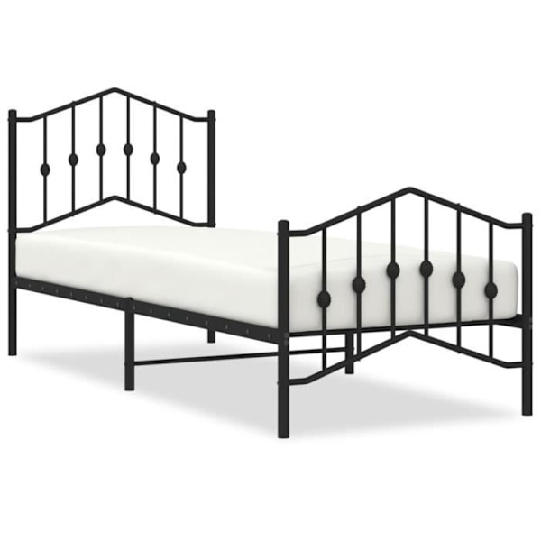 Sengeramme i metal uden madras med sort fodbræt 90x190 cm98 [cm]