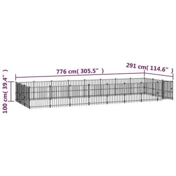 Maison Exclusive - Ulkoilma koirille teräs 22,58 m²
