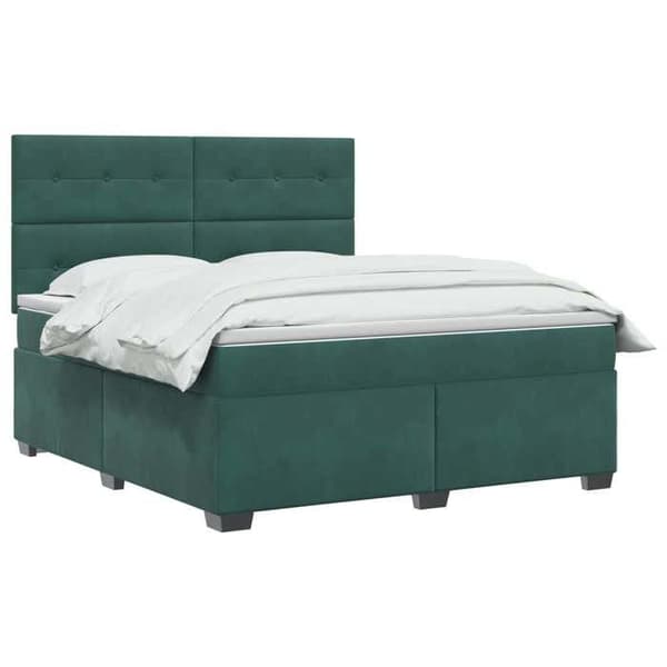 Maison Exclusive - Boxspring säng med mörkgrön madrass 140 x 200 cm Sammet Mörkgrön