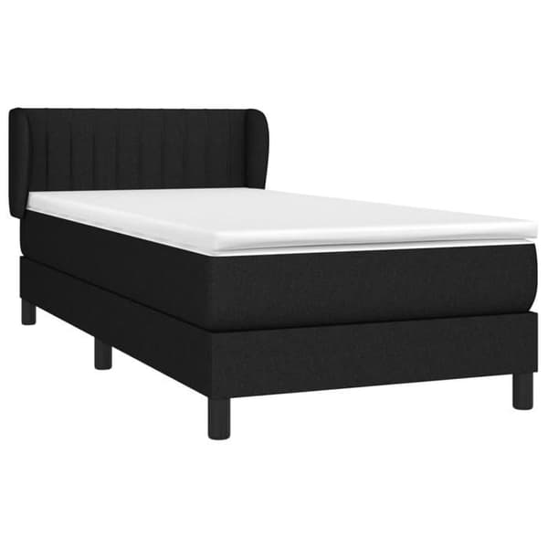 Seng med madras - Eksklusivt Hus - 90x190 cm - Justerbar hovedgærde - Sort - Holdbart stof