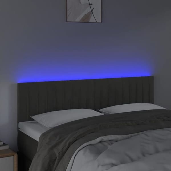 Maison Exclusive - LED Hovedgærde Mørkegrå 144x5x78/88 cm Velour Mörkgrå