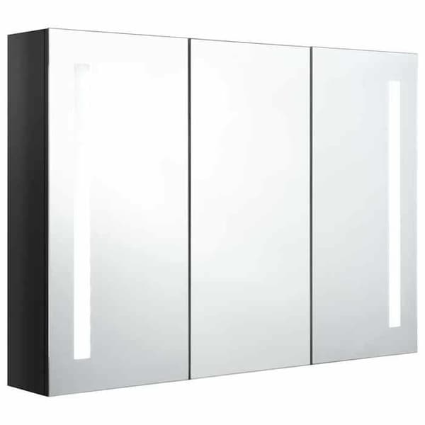 Maison Exclusive - Badeværelsesskab med LED-spejl 89x14x62 cm sort blank