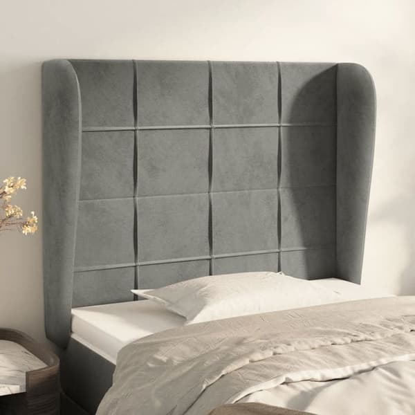 Maison Exclusive - Pääty, jossa korvat, Vaaleanharmaa 83x23x118/128 cm Sametti Ljusgrått