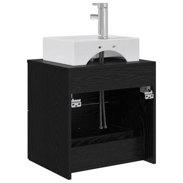 Eksklusiv hus - Vægmonteret håndvask vanity i sort eg 49,5 x 41 x 62,5 cm
