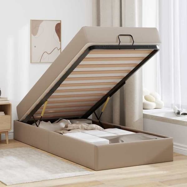 Maison Exclusive - Sängram med madrass Annan 2 delar Tan PVC